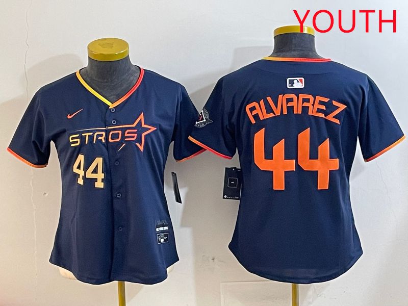 Youth Houston Astros #44 Alvarez Drak Blue Three generations Joint Name 2025 Nike MLB Jersey style 4104->youth mlb jersey->Youth Jersey